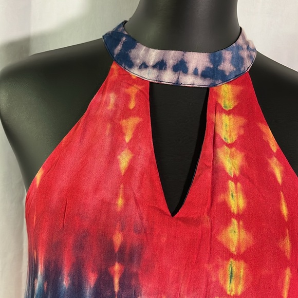 🛍 6 for $35 • Entro Tie Dye Cut Out Mock Neck Matilda Mini Dress - Picture 5 of 16